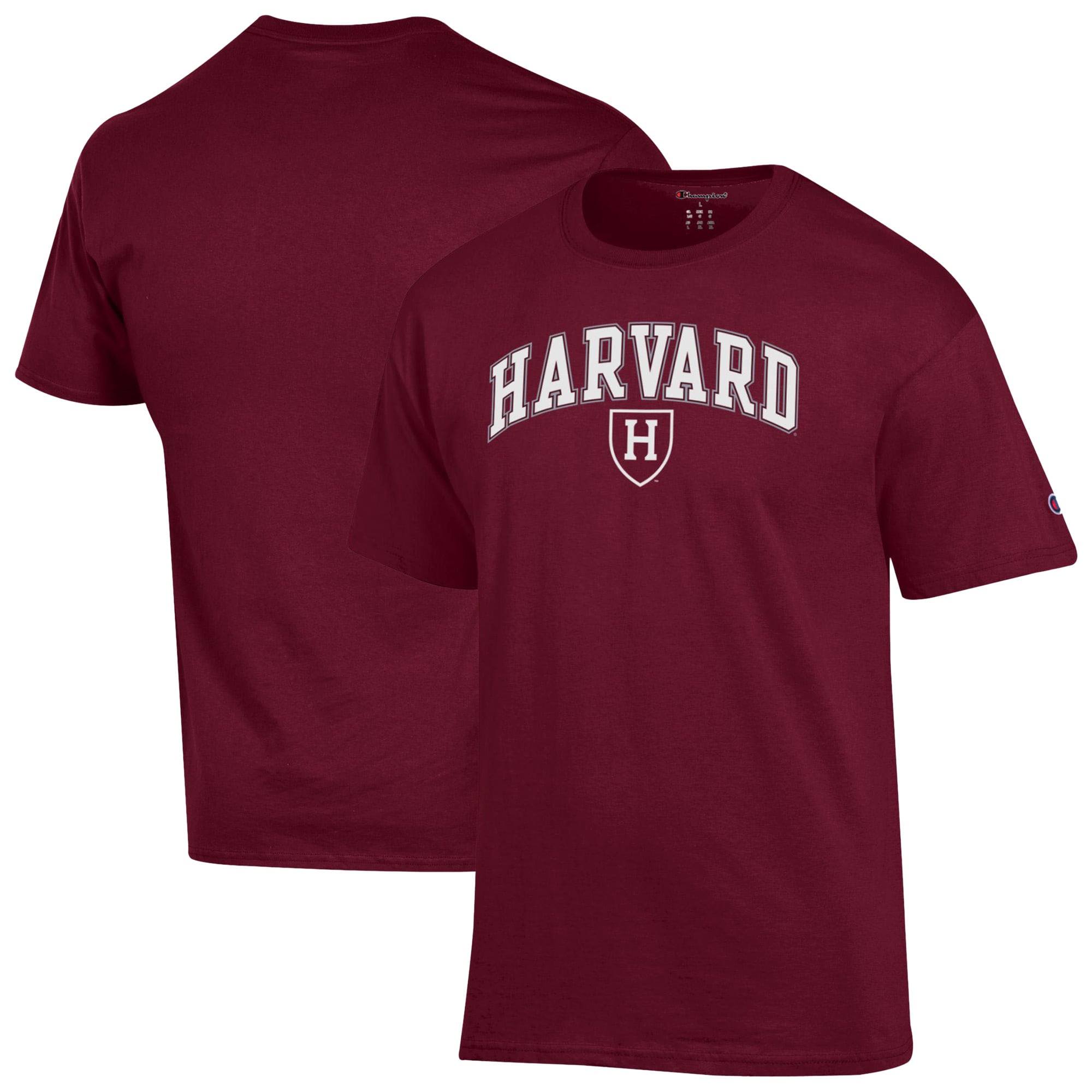 Men's Champion  Heather Gray Harvard Crimson Arch Over Logo T-Shirt